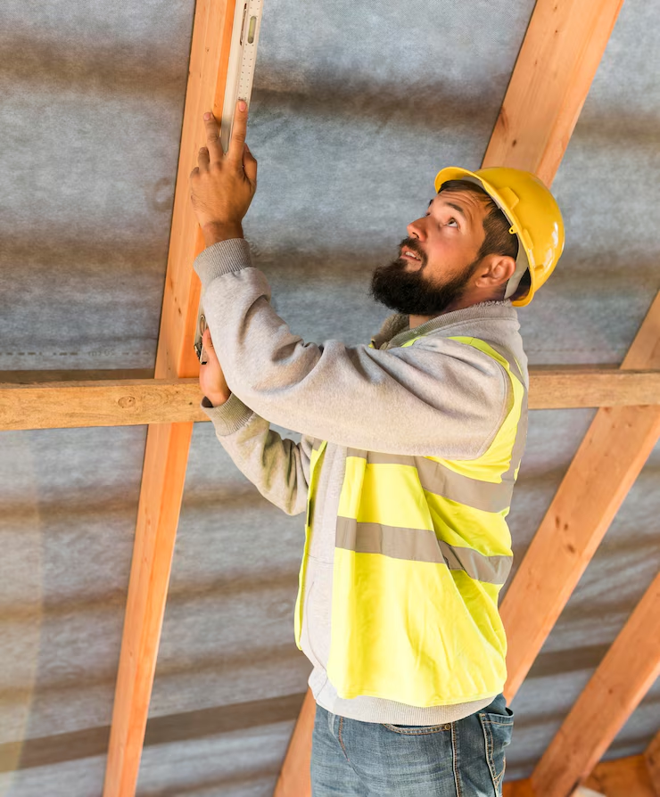 An experienced roofer working on the repair of a roof. To get an estimate, contact us today.